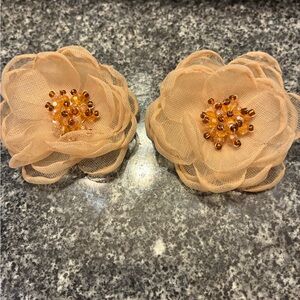 Elegant Tan Floral Hair Clips